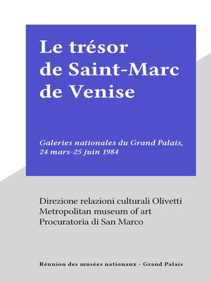 cover image of Le trésor de Saint-Marc de Venise